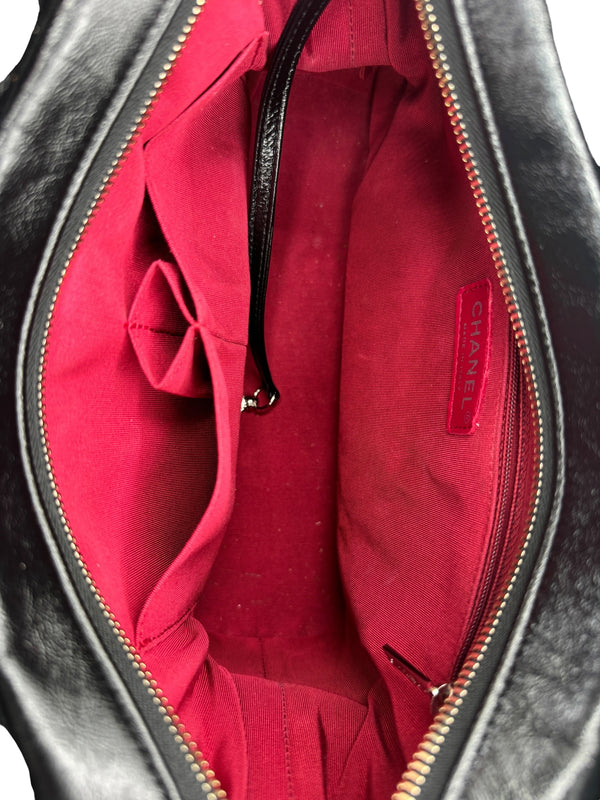 Chanel Gabrielle Coco Logo Wool & Calfskin Hobo Bag | Black | FW 2017 | Authenticity Card