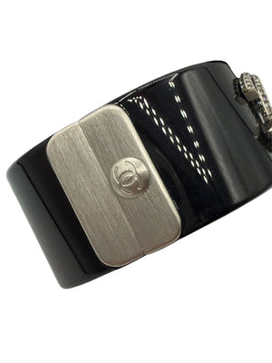 Chanel Fall 2015 Black Resin CC Cuff Bracelet