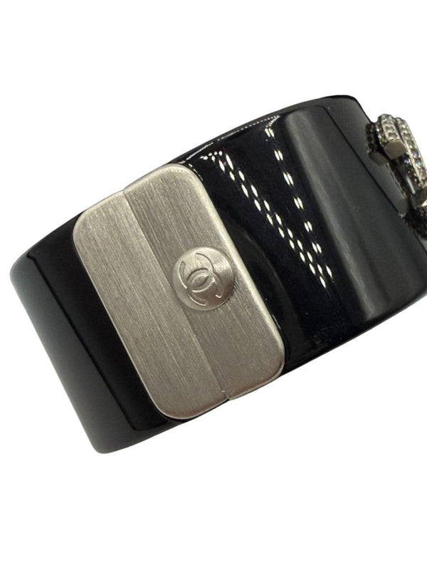 Chanel Fall 2015 Black Resin CC Cuff Bracelet