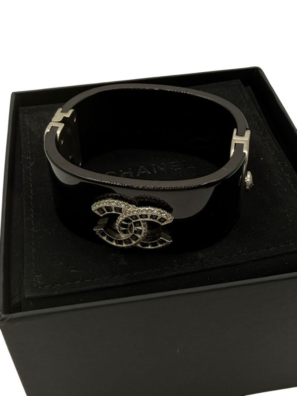 Chanel Fall 2015 Black Resin CC Cuff Bracelet
