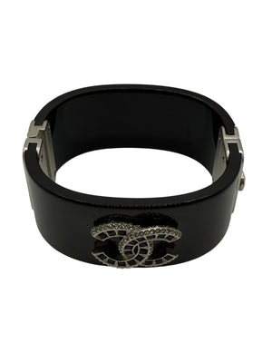 Chanel Fall 2015 Black Resin CC Cuff Bracelet