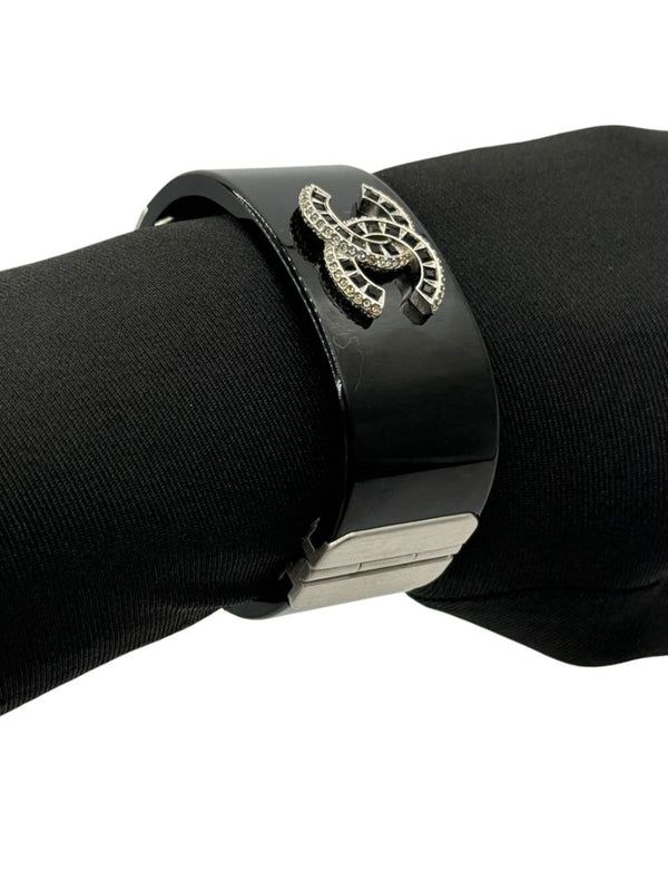 Chanel Fall 2015 Black Resin CC Cuff Bracelet