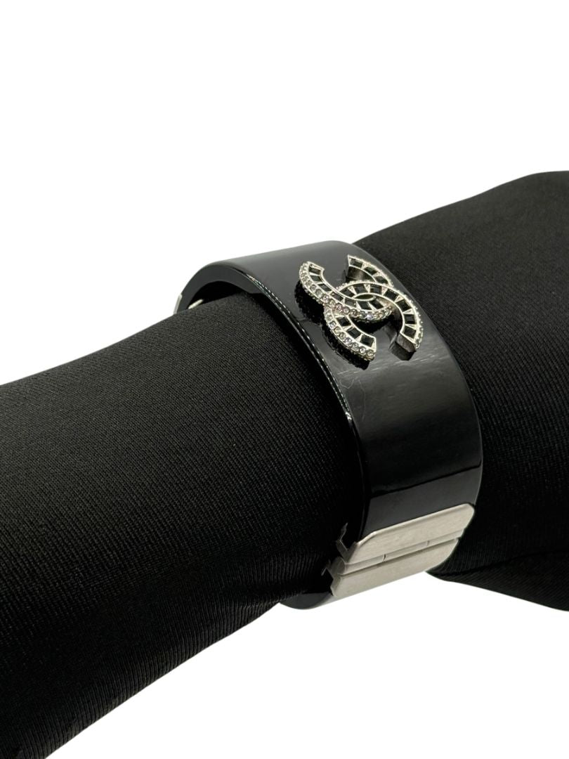 Chanel Fall 2015 Black Resin CC Cuff Bracelet