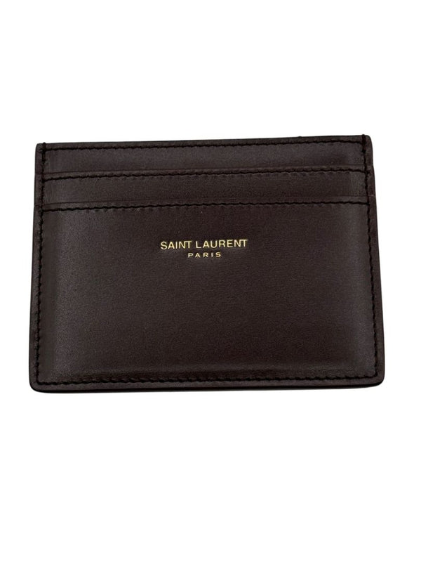 Saint Laurent Leather Card Holder - New In Box- Hot Wine