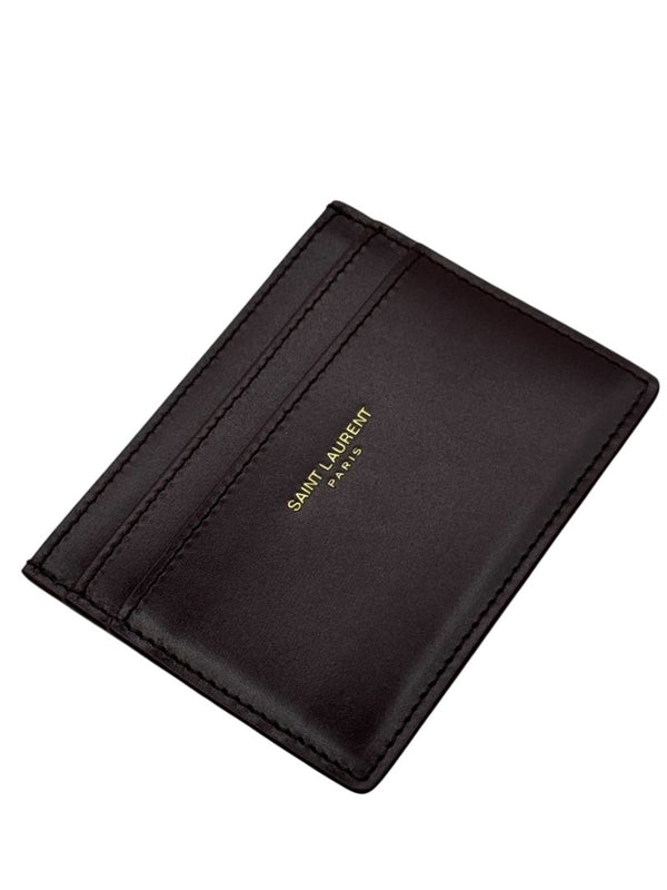 Saint Laurent Leather Card Holder - New In Box- Hot Wine