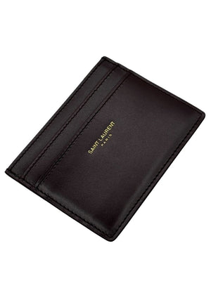 Saint Laurent Leather Card Holder - New In Box- Hot Wine