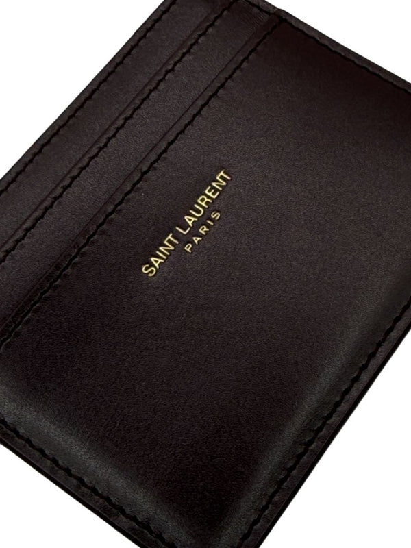 Saint Laurent Leather Card Holder - New In Box- Hot Wine