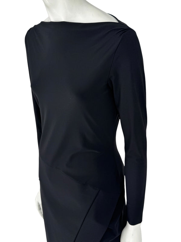Le Petite Robe by Chiara Boni Black Asymmetric Sheath Dress – Size 44 (Made in Italy)