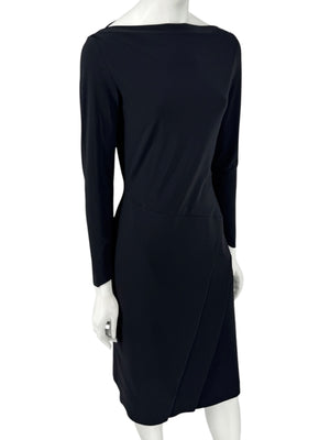 Le Petite Robe by Chiara Boni Black Asymmetric Sheath Dress – Size 44 (Made in Italy)