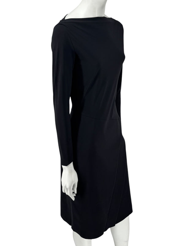 Le Petite Robe by Chiara Boni Black Asymmetric Sheath Dress – Size 44 (Made in Italy)