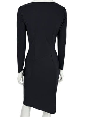 Le Petite Robe by Chiara Boni Black Asymmetric Sheath Dress – Size 44 (Made in Italy)