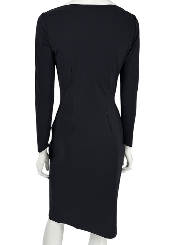 Le Petite Robe by Chiara Boni Black Asymmetric Sheath Dress – Size 44 (Made in Italy)