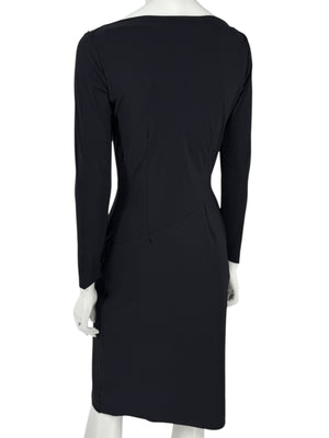 Le Petite Robe by Chiara Boni Black Asymmetric Sheath Dress – Size 44 (Made in Italy)