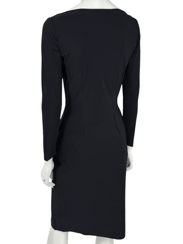Le Petite Robe by Chiara Boni Black Asymmetric Sheath Dress – Size 44 (Made in Italy)