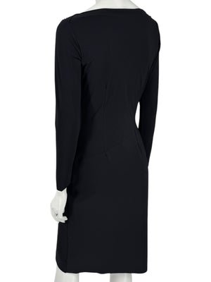 Le Petite Robe by Chiara Boni Black Asymmetric Sheath Dress – Size 44 (Made in Italy)