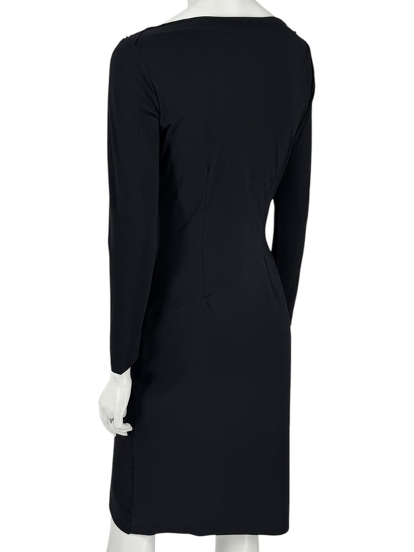 Le Petite Robe by Chiara Boni Black Asymmetric Sheath Dress – Size 44 (Made in Italy)
