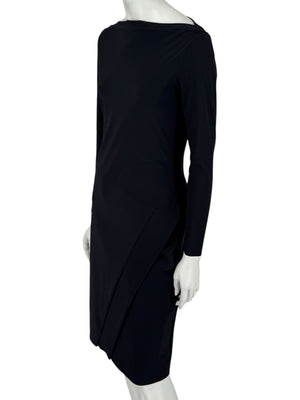 Le Petite Robe by Chiara Boni Black Asymmetric Sheath Dress – Size 44 (Made in Italy)