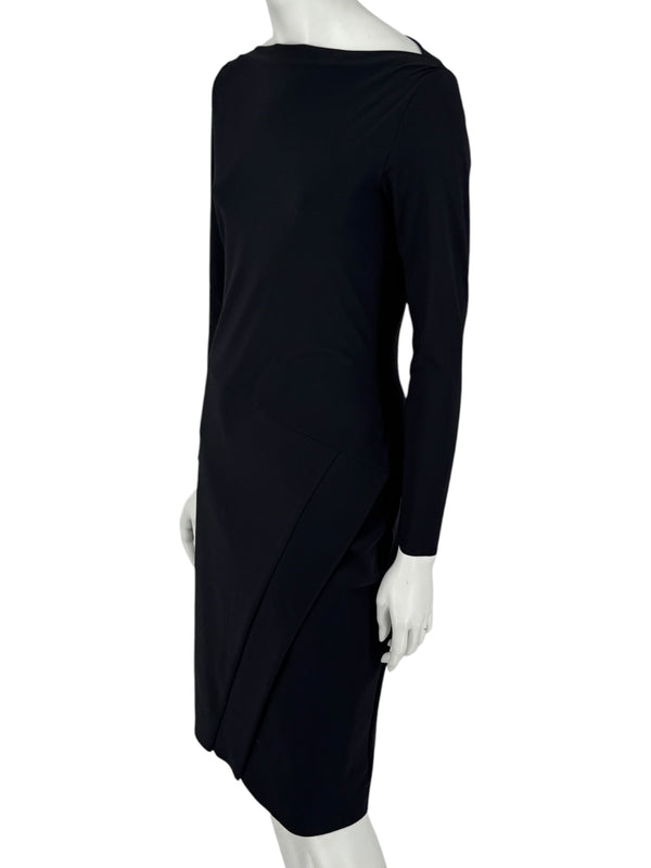 Le Petite Robe by Chiara Boni Black Asymmetric Sheath Dress – Size 44 (Made in Italy)