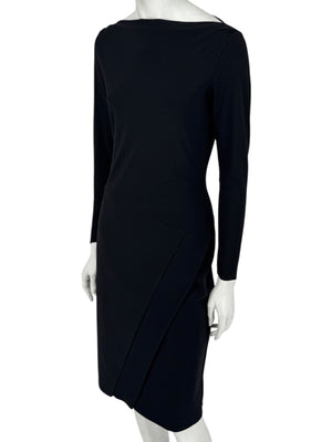 Le Petite Robe by Chiara Boni Black Asymmetric Sheath Dress – Size 44 (Made in Italy)