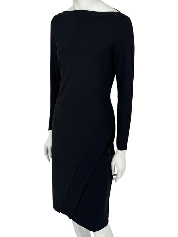 Le Petite Robe by Chiara Boni Black Asymmetric Sheath Dress – Size 44 (Made in Italy)