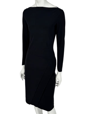 Le Petite Robe by Chiara Boni Black Asymmetric Sheath Dress – Size 44 (Made in Italy)