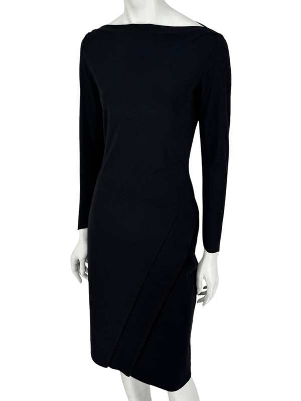 Le Petite Robe by Chiara Boni Black Asymmetric Sheath Dress – Size 44 (Made in Italy)