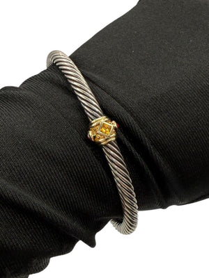 David Yurman Sterling Gold 5mm Citrine Garnet Renaissance Cable Cuff Bracelet