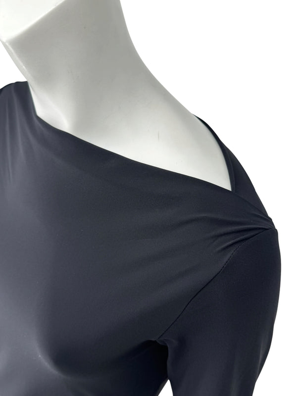 Le Petite Robe by Chiara Boni Black Asymmetric Sheath Dress – Size 44 (Made in Italy)