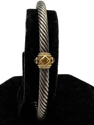 David Yurman Sterling Gold 5mm Citrine Garnet Renaissance Cable Cuff Bracelet