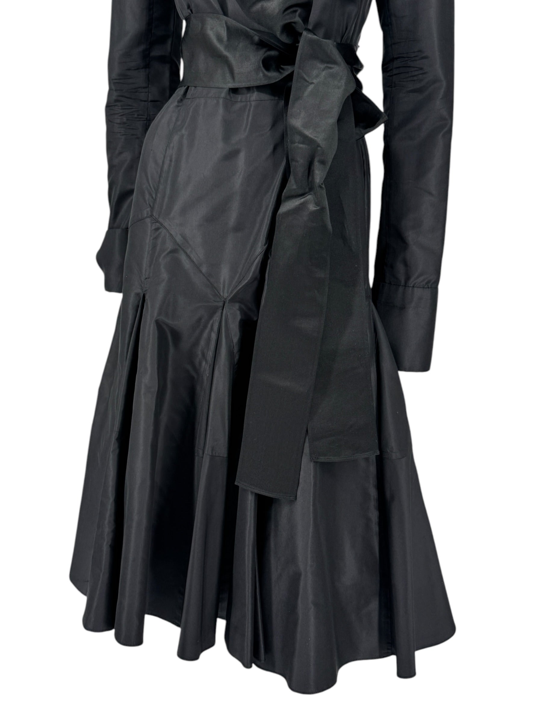 DIANE von FURSTENBERG フレアスカート M シルク100% Diane von Furstenberg Black 100% Silk Wrap Midi Dress Belted Size 4 DV