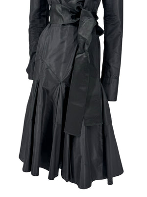 Diane von Furstenberg Black 100% Silk Wrap Midi Dress Belted Size 4 DVF
