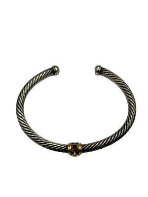 David Yurman Sterling Gold 5mm Citrine Garnet Renaissance Cable Cuff Bracelet