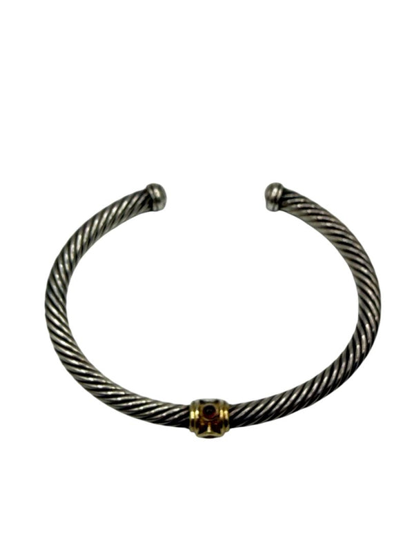 David Yurman Sterling Gold 5mm Citrine Garnet Renaissance Cable Cuff Bracelet