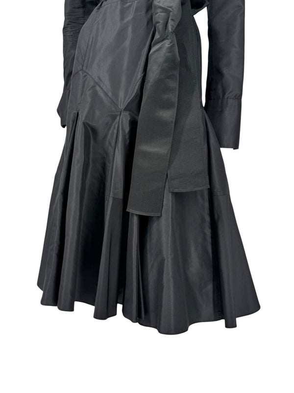 Diane von Furstenberg Black 100% Silk Wrap Midi Dress Belted Size 4 DVF