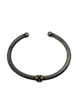David Yurman Sterling Gold 5mm Citrine Garnet Renaissance Cable Cuff Bracelet