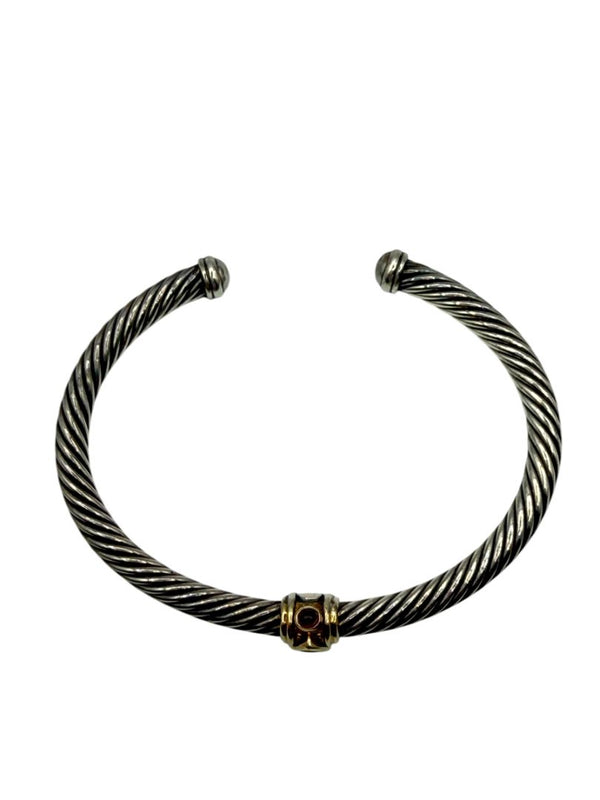 David Yurman Sterling Gold 5mm Citrine Garnet Renaissance Cable Cuff Bracelet