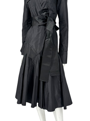 Diane von Furstenberg Black 100% Silk Wrap Midi Dress Belted Size 4 DVF