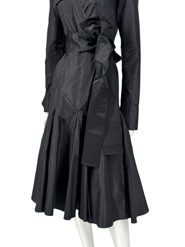 Diane von Furstenberg Black 100% Silk Wrap Midi Dress Belted Size 4 DVF