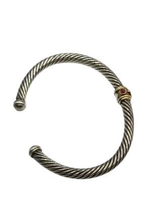 David Yurman Sterling Gold 5mm Citrine Garnet Renaissance Cable Cuff Bracelet