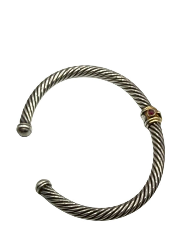David Yurman Sterling Gold 5mm Citrine Garnet Renaissance Cable Cuff Bracelet