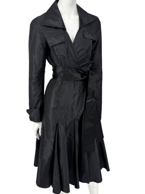 Diane von Furstenberg Black 100% Silk Wrap Midi Dress Belted Size 4 DVF
