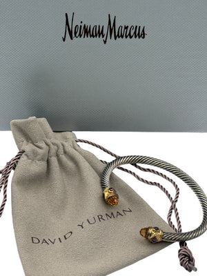 David Yurman Renaissance Bracelet in Sterling Silver & 14K Yellow Gold with Green Onyx, Chrome Diopside & Hampton Blue Topaz – 5mm