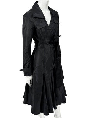 Diane von Furstenberg Black 100% Silk Wrap Midi Dress Belted Size 4 DVF