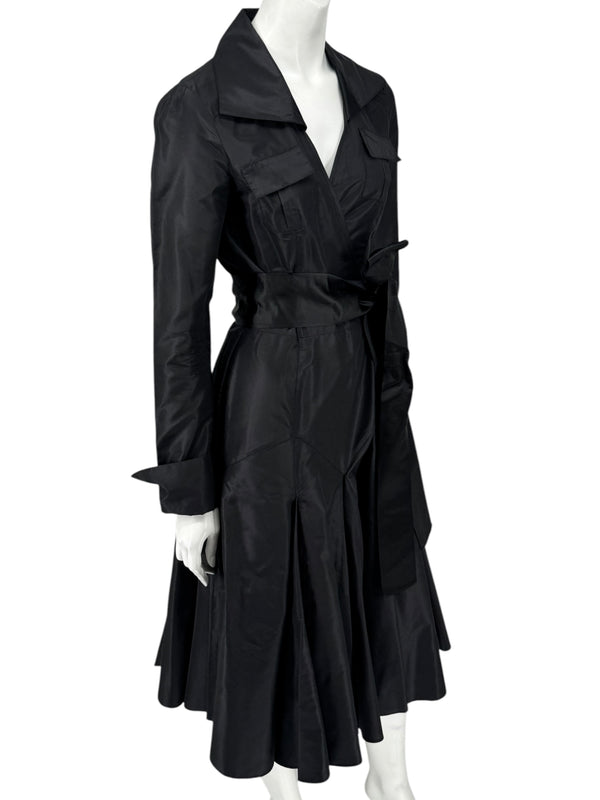 Diane von Furstenberg Black 100% Silk Wrap Midi Dress Belted Size 4 DVF