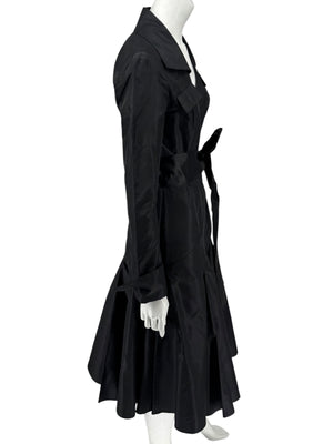 Diane von Furstenberg Black 100% Silk Wrap Midi Dress Belted Size 4 DVF
