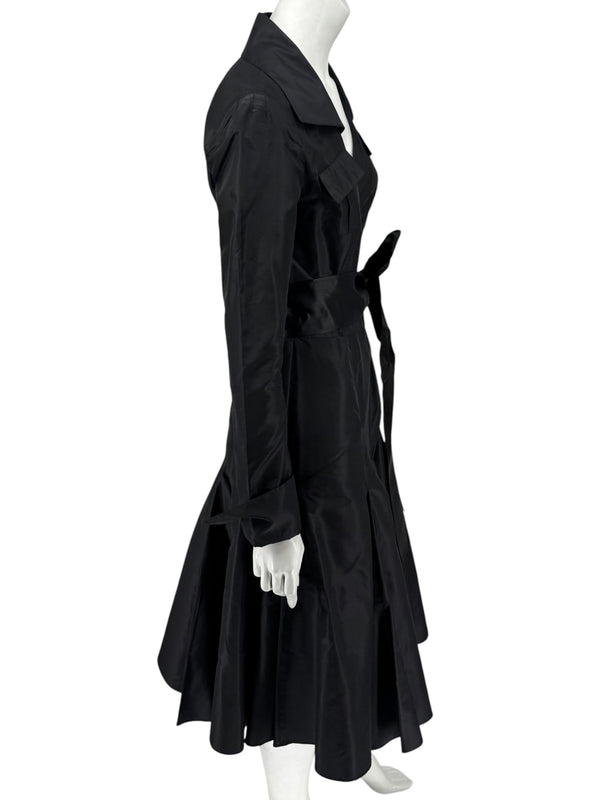 Diane von Furstenberg Black 100% Silk Wrap Midi Dress Belted Size 4 DVF