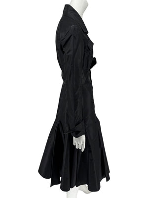 Diane von Furstenberg Black 100% Silk Wrap Midi Dress Belted Size 4 DVF