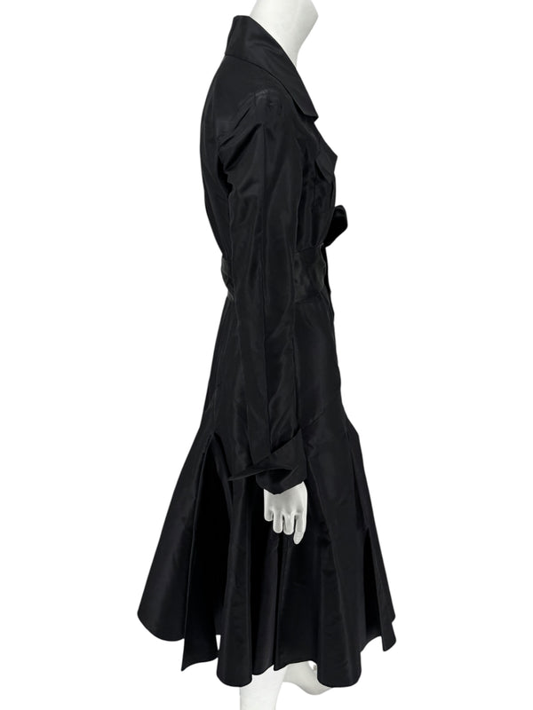 Diane von Furstenberg Black 100% Silk Wrap Midi Dress Belted Size 4 DVF