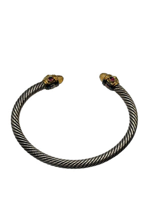 David Yurman Renaissance Bracelet in Sterling Silver & 14K Yellow Gold with Green Onyx, Chrome Diopside & Hampton Blue Topaz – 5mm