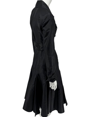 Diane von Furstenberg Black 100% Silk Wrap Midi Dress Belted Size 4 DVF